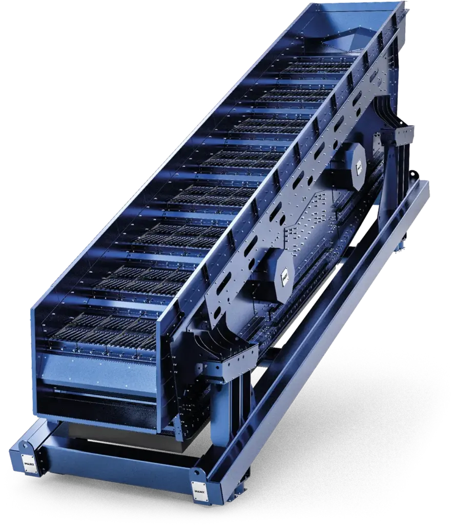 Máquina de crivagem industrial, possivelmente MODUL4 DARK RZ, na cor azul.