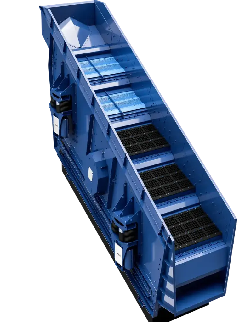 Módulo de crivagem industrial azul para reciclagem, possivelmente MODUL4 DARK RZ.