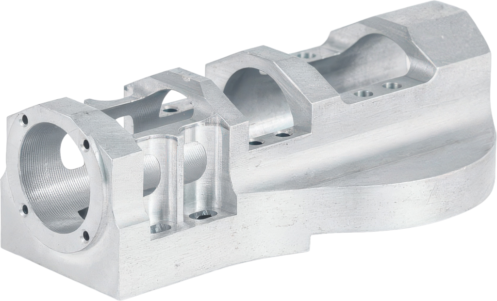Peça metálica fabricada com precisão através de usinagem CNC.