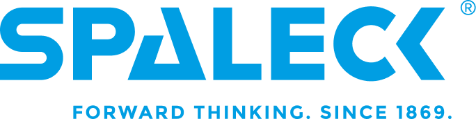 Logótipo da SPALECK com o slogan «Forward Thinking». Desde 1869.»