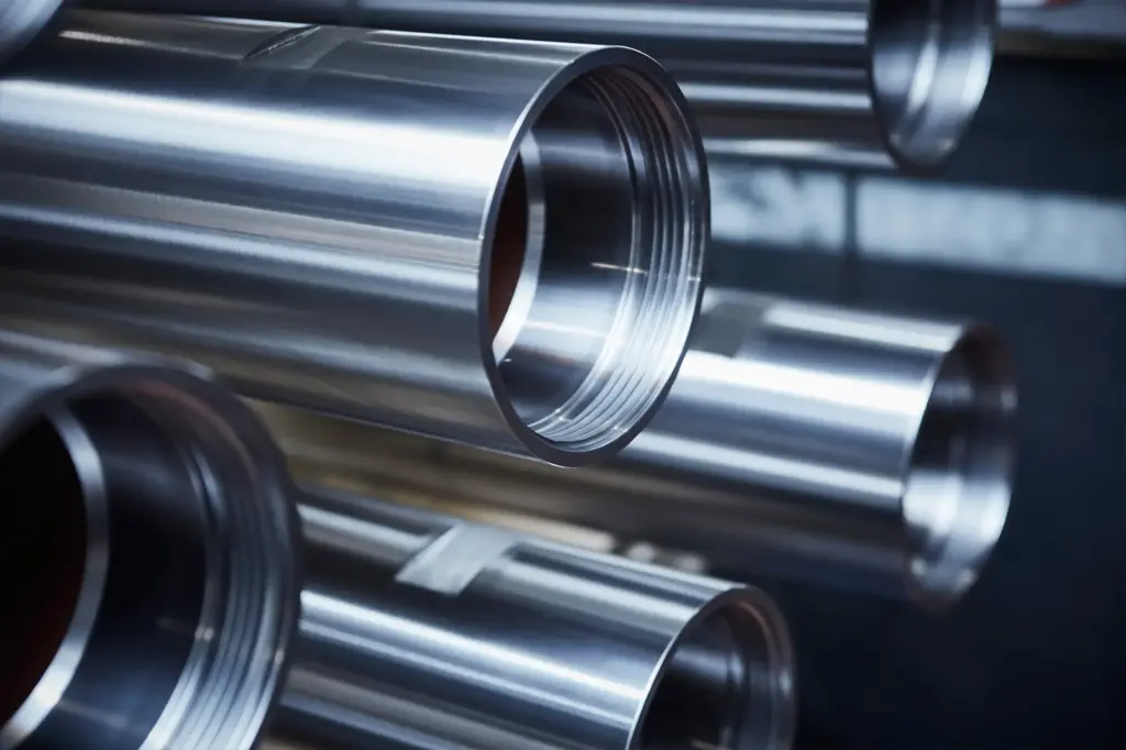 Vista detalhada de peças torneadas por CNC fabricadas pela empresa de subcontratação SPALECK