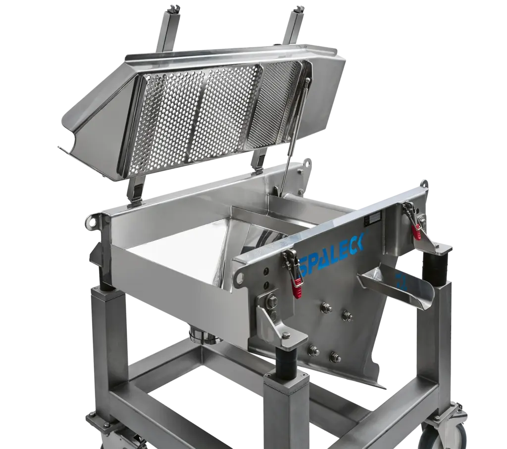 Máquina de crivagem para crivagem de controlo na produção de granulados — aqui no modelo ComfortLINE, para uma limpeza e manuseamento ideais