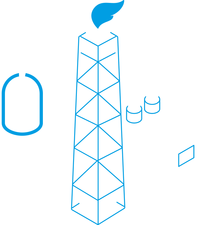Ícone de uma instalação industrial de produção de energia, como símbolo das áreas de aplicação da SPALECK no âmbito da subcontratação e produção de válvulas industriais