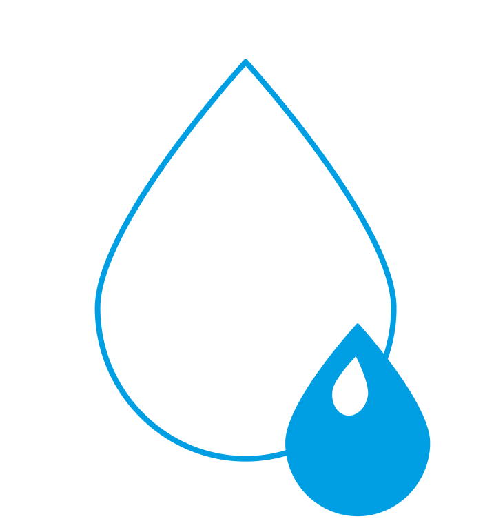 Foram desenvolvidas duas gotas de água como ícone para os processos de tratamento de água e de reciclagem de águas residuais das soluções da SPALECK