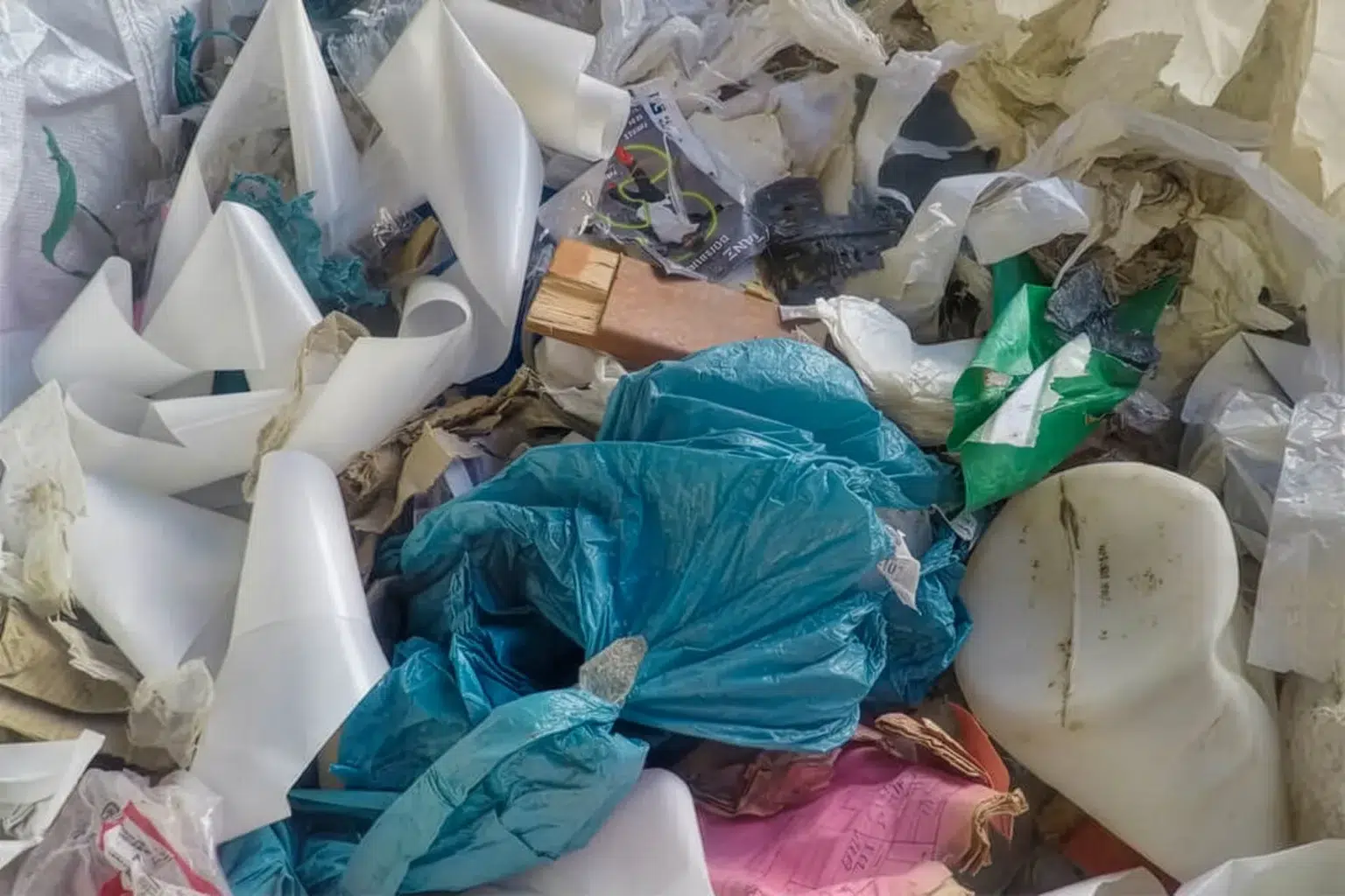 Foto detalhada de resíduos comerciais